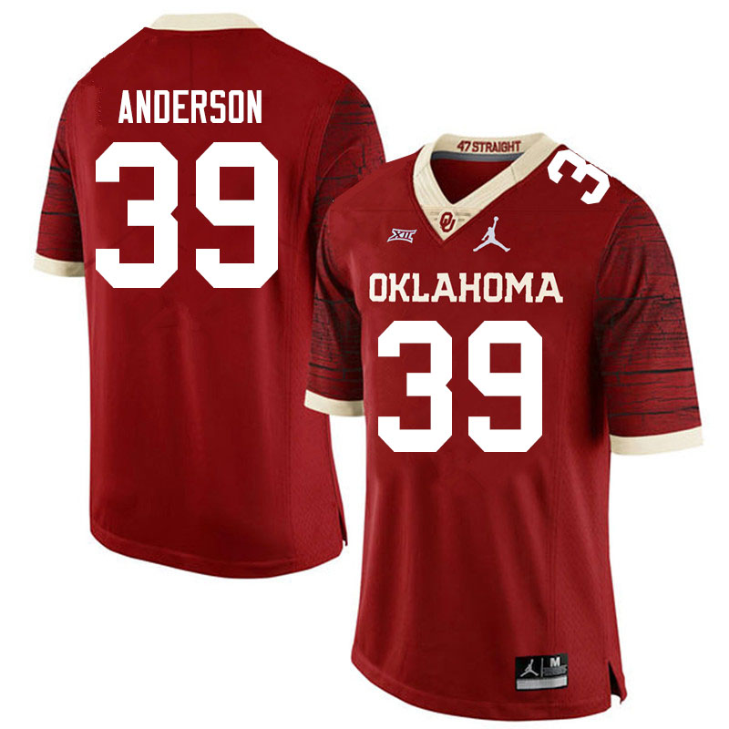 Oklahoma Sooners #39 Michael Anderson Jordan Brand Limited College Football Jerseys Sale-Crimson
